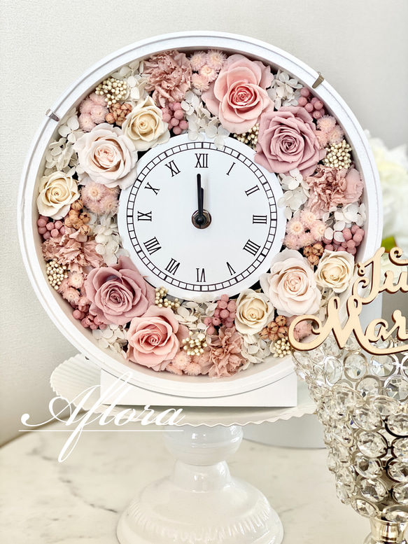 花時計アレンジメント プリザーブドフラワー 薔薇 ウェディング 結婚祝い 誕生日プレゼント お祝い 母の日 2枚目の画像