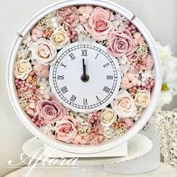 花時計アレンジメント プリザーブドフラワー 薔薇 ウェディング 結婚祝い 誕生日プレゼント お祝い 母の日 1枚目の画像