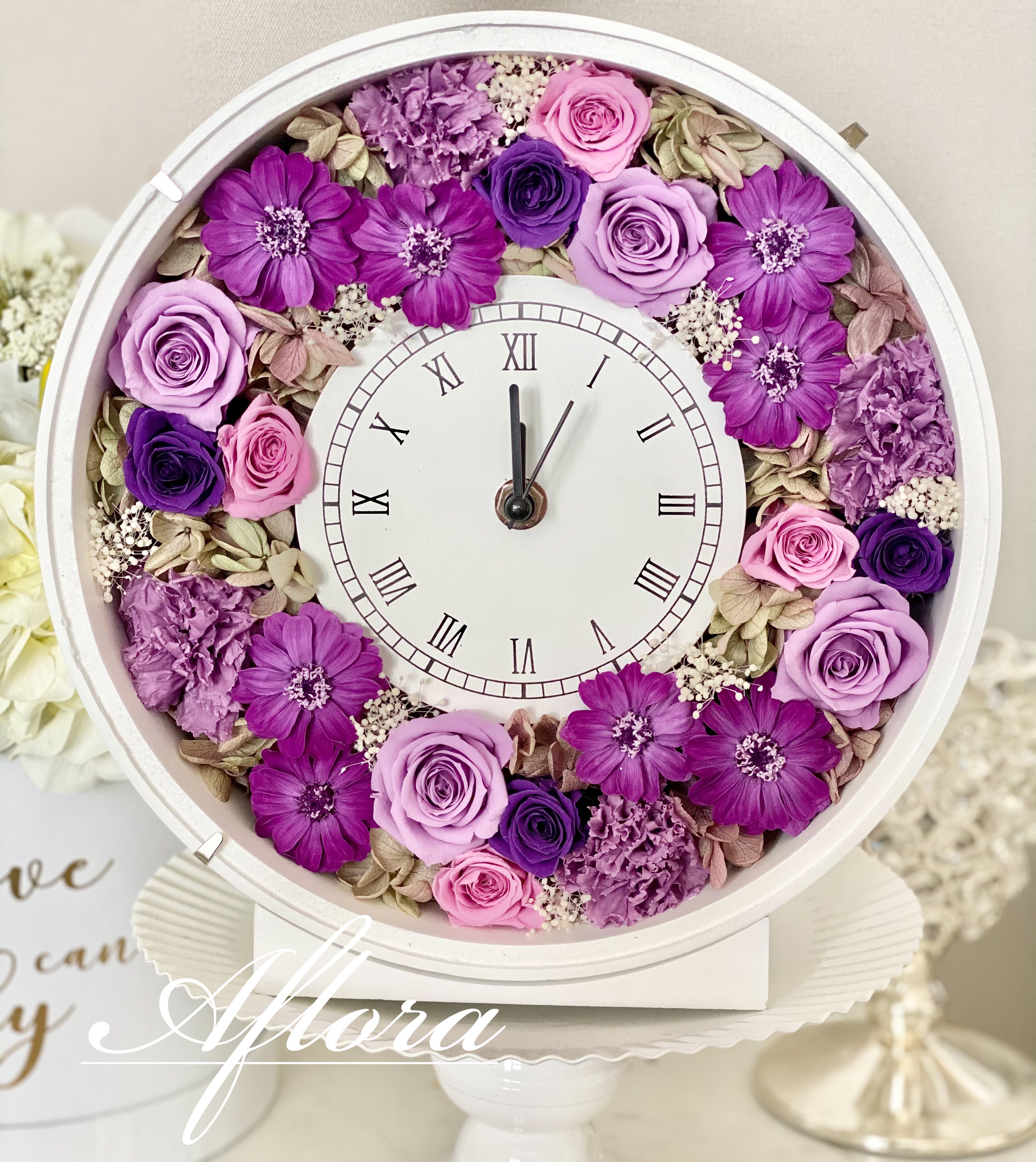 花時計　プリザーブドフラワー　結婚祝い　両親贈呈品　古希　米寿　ウェディング　誕生日プレゼント