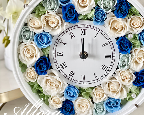 プリザーブドフラワー花時計　母の日　プリザーブド薔薇24個 訳あり24cm 送料無料！母の日プリザーブドフラワーの花時計ギフト｜結婚祝い