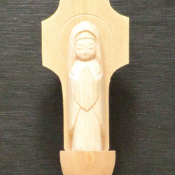 木彫「マリア観音」／しなの木／手彫り／一点物／送料無料 2枚目の画像