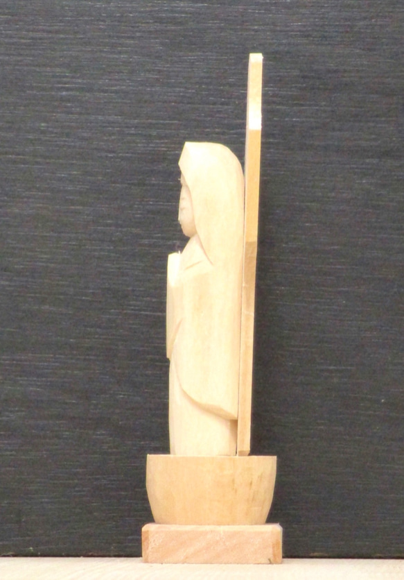 木彫「マリア観音」／しなの木／手彫り／一点物／送料無料 3枚目の画像