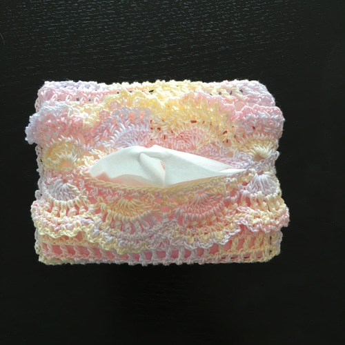 レース編みポケットティッシュカバー ピンクorブルー その他