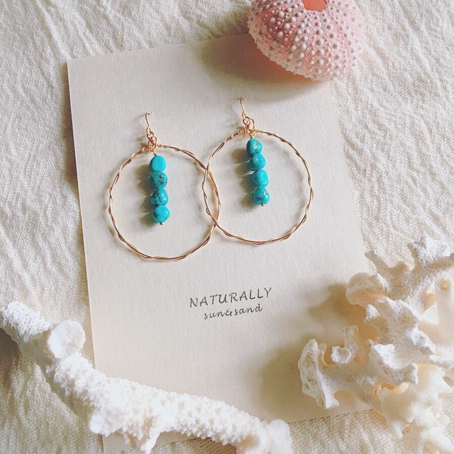 turquoise big wave hoop