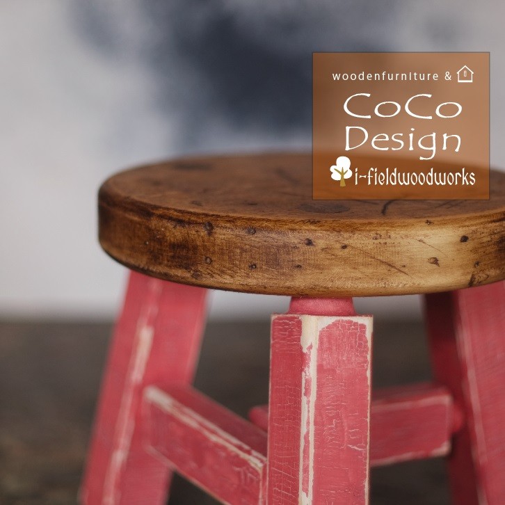 ○スツール【ヴィンテージ加工(子供用)アンティーク赤】ユーザー様