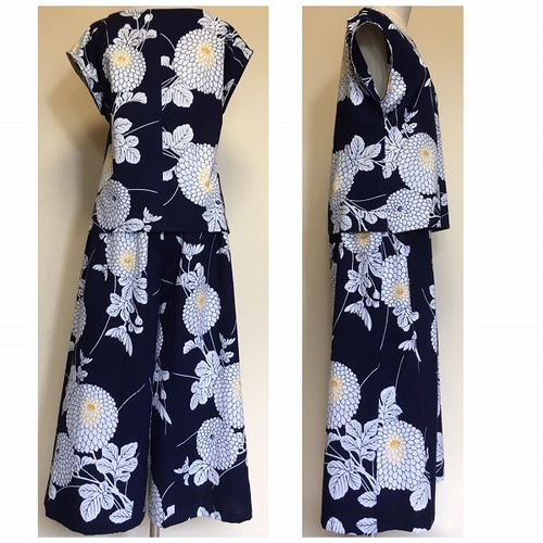 浴衣リメイク　チュニック　ワイドパンツセットアップ 浴衣リメイク チュニック ワイドパンツセットアップ