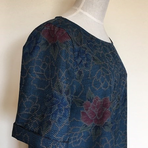 着物リメイクワンピース/青地に花柄 ワンピース Futari 通販