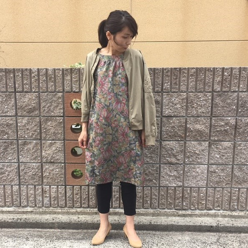 着物リメイクワンピース/大島紬・赤花柄 ワンピース Futari 通販  