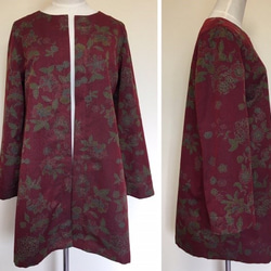 ウール着物のショート丈コート/深い赤 5枚目の画像