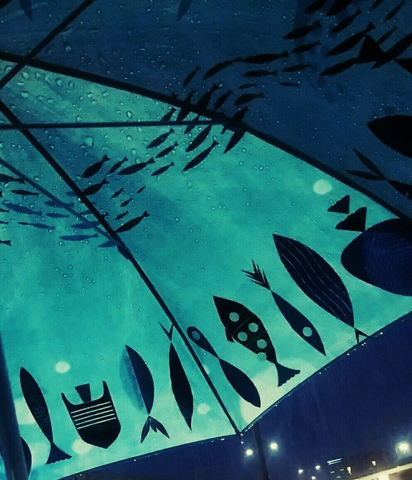 海底食堂おおなみ  [ アート晴雨兼用傘/SUSTO] 手元クリアカラー 8枚目の画像
