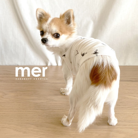 ハンドメイド 犬服 Sサイズ 小型犬 Tシャツ バレリーナ リメイク【ホワイト】 3枚目の画像