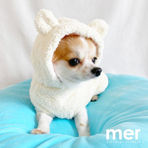 ハンドメイド 犬服 Sサイズ 小型犬 クマ耳付きパーカー