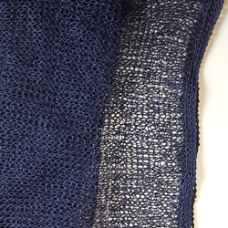 夏糸、綿ストローヤーン、紺色、大判スカーフです 4枚目の画像