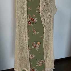 夏糸、綿ストローヤーンのオフホワイト大判スカーフです。 3枚目の画像