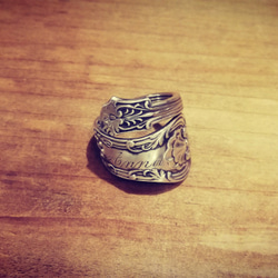 大尺寸也可以。美國古董銀湯匙翻新男士戒指“安娜” _730復古 第1張的照片
