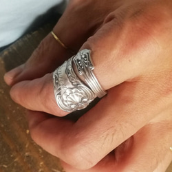 大尺寸也可以。美國古董銀湯匙翻新男士戒指“安娜” _730復古 第6張的照片