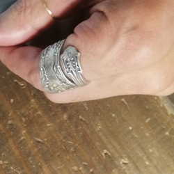 大尺寸也可以。美國古董銀湯匙翻新男士戒指“安娜” _730復古 第7張的照片