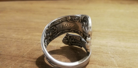 大尺寸也可以。美國古董銀湯匙翻新男士戒指“安娜” _730復古 第9張的照片