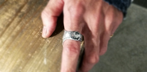您想要戴在食指上的美國古董銀湯匙重製男士戒指_0742 Vintage 第8張的照片
