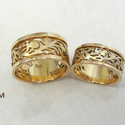 ＊受注製作＊豪華なルネサンス文様デザイン。繊細な透かし細工のK18金ゴールドリング(S)結婚指輪にも 4枚目の画像