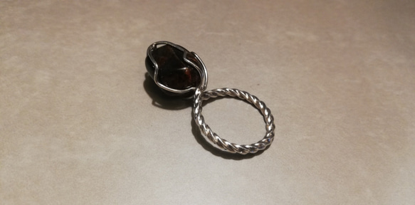 古董湯匙重製天然石銀戒指項鍊_0602 棕色女士 第3張的照片