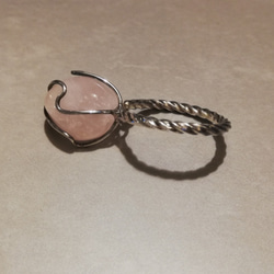 古董勺子重製銀戒指配天然石粉紅色女士_0600 第3張的照片