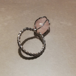古董勺子重製銀戒指配天然石粉紅色女士_0600 第4張的照片