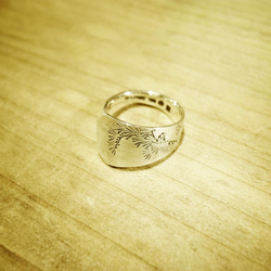 手工雕刻的古董銀湯匙重製戒指“松樹” _0661 第1張的照片