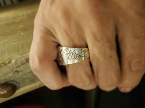 手工雕刻的古董銀湯匙重製戒指“松樹” _0661 第4張的照片