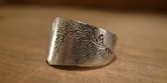 手工雕刻的古董銀湯匙重製戒指“松樹” _0661 第5張的照片