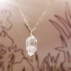 きれいなお守り水晶 K18金ゴールドハーキマーダイヤモンドネックレス005 メンズ レディース 1枚目の画像