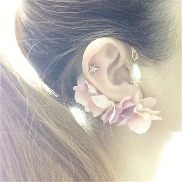 hydrangea ear hook☆gradation pink 3枚目の画像