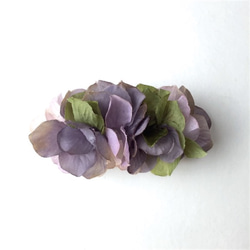♡petal barrette 8cm☆bitter purple×moss 1枚目の画像
