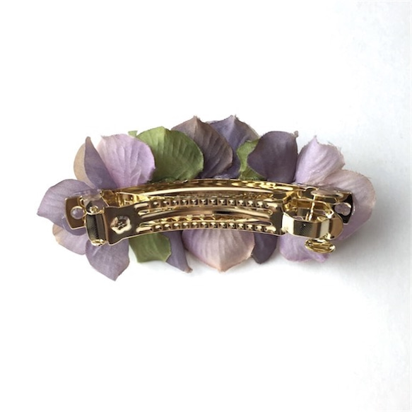 ♡petal barrette 8cm☆bitter purple×moss 3枚目の画像