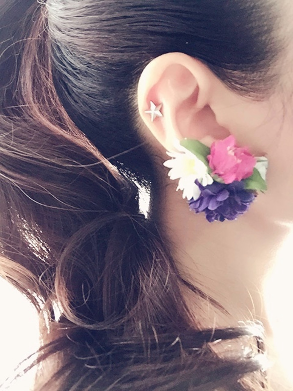 hair elastic♡petit bouquet♡no.5（イヤリングに変更可） 4枚目の画像