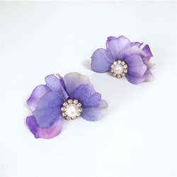 pearl bijoux×petal catch pierce/earring♡natural purple 2枚目の画像