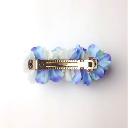 petal  barrette 8cm☆gradation blue×white 2枚目の画像