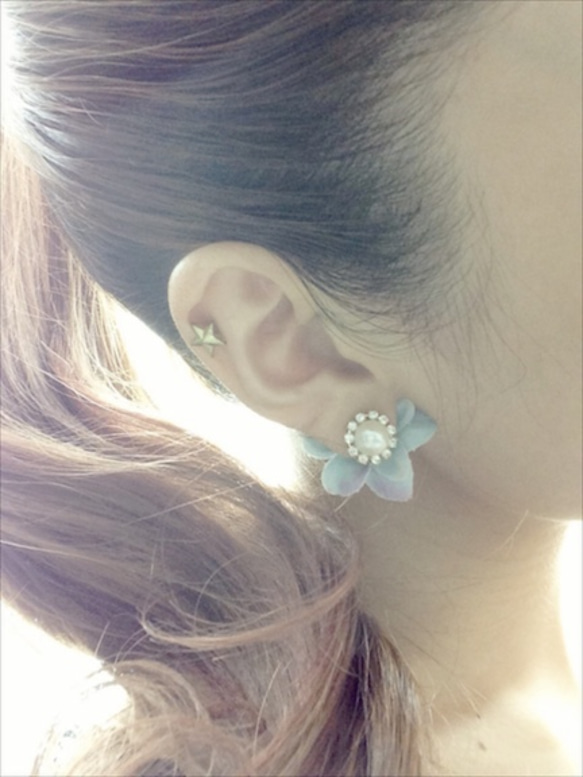 3way Hydrangea pierce☆round bijou全８色 1枚目の画像