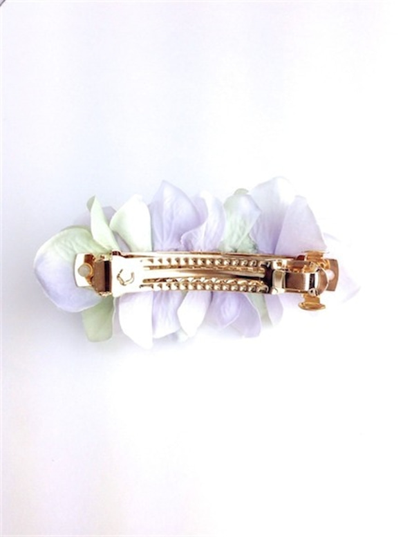 ♡petal barrette 8cm☆matte☆lilac×green 2枚目の画像