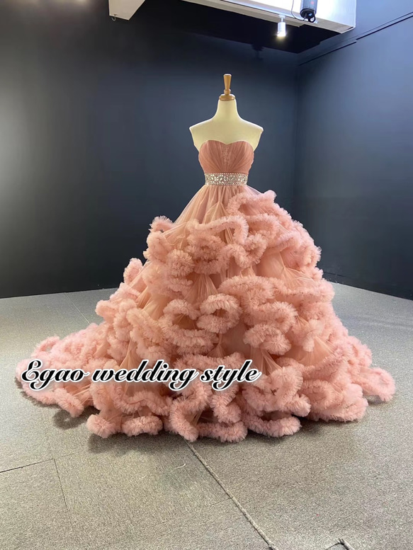 ふわふわお色直しカラードレス パニエセット付属 チュールふわふわ