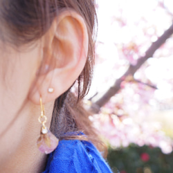 送料無料　本物のお花　桜の花びらネックレス、ピアスセット 4枚目の画像