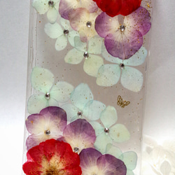 本物のお花　アジサイとバラのiPhoneケース 2枚目の画像