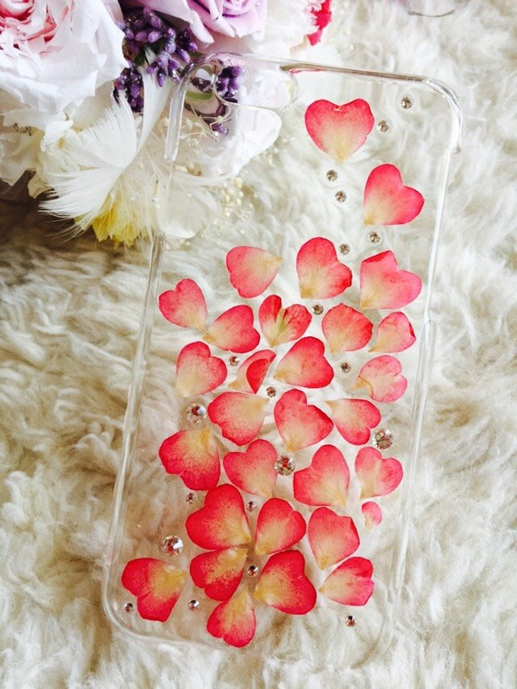 本物のお花 バラの花びらiPhone6、6Ｓ ケース　スワロ 名前入 5枚目の画像
