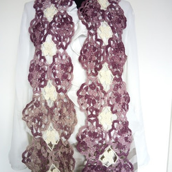 手編み草木染め糸コットンストール　紫 4枚目の画像