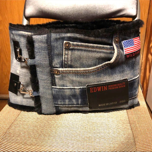 ネックウォーマー】牛革 デニム ハンドメイド ◇1点物 ◇ユニセックス  