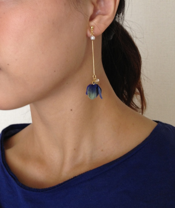 〜Swan.blue〜無孔樹脂耳環（※耳環）/耳環 第1張的照片