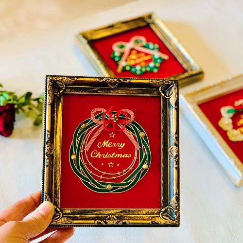 水引クリスマスリース豆色紙フレーム リース tomoemon 通販 10558996