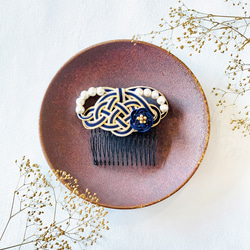 水引国産コットンパール髪飾り 2枚目の画像