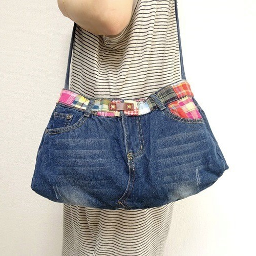 古着デニムリメイクバッグ 【ショートパンツ】 ショルダーバッグ