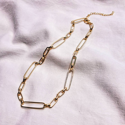 Drop Baroque Pearl × Oval Chain Choker Necklace（セット） 4枚目の画像